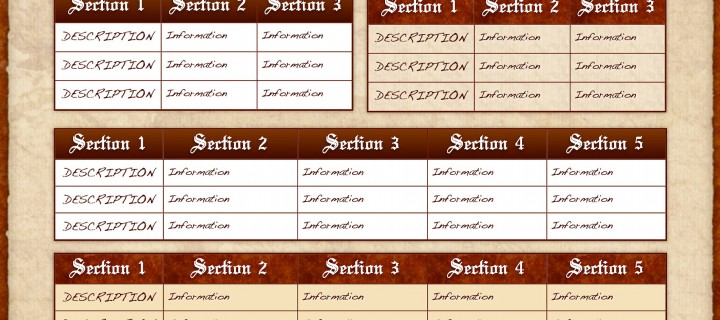 Custom eBook Template Table Options Page